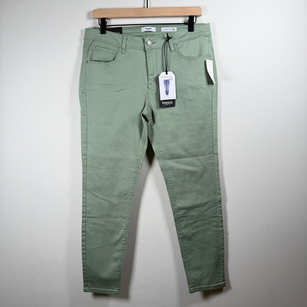 Kensie Jeans Mid Rise Effortless Ankle 10/30 Green Soft Girl Preppy Gift Minimal